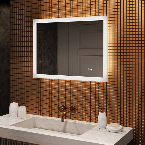 Pravokutno LED ogledalo za kupatilo 80x60 cm s Dual color, Dodirni prekidač, Grijaća prostirka