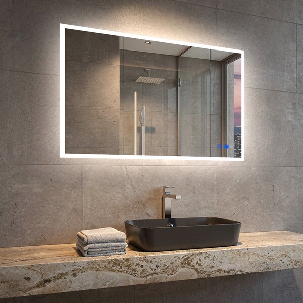 Pravokutno LED ogledalo za kupatilo 80x60 cm s Dual color, Dodirni prekidač, Grijaća prostirka
