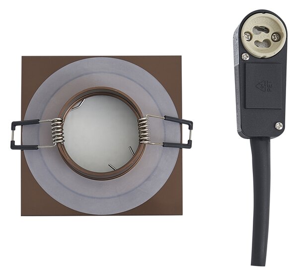 Set od 6 modernih ugradbenih reflektora tamna bronca kvadratni IP44 - Qure