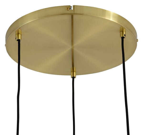 Smart hanglamp goud met amber glas 3-lichts incl. Wifi A60 - Traditional