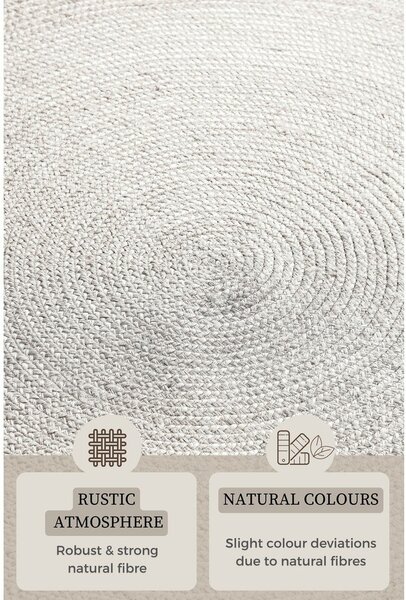 Bijeli obostrani/ručno rađen juten okrugao tepih ø 140 cm Braided – Hanse Home