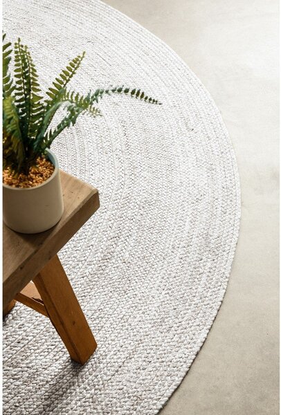 Bijeli obostrani/ručno rađen juten okrugao tepih ø 140 cm Braided – Hanse Home