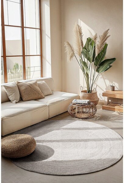 Bijeli obostrani/ručno rađen juten okrugao tepih ø 140 cm Braided – Hanse Home