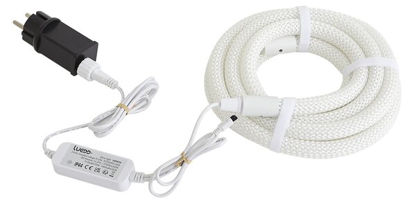 Bijele lampice s utikačem 3m uklj. LED prigušive u Kelvinu IP44 - Ropy