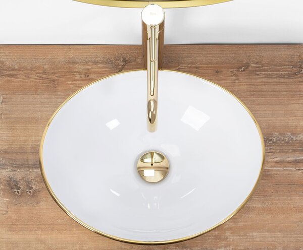 Nadblatni umivaonik Rea Sofia Gold / White