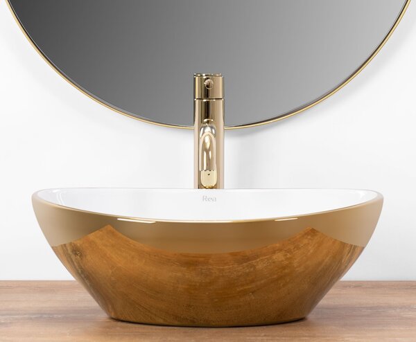 Nadblatni umivaonik Rea Sofia Gold / White