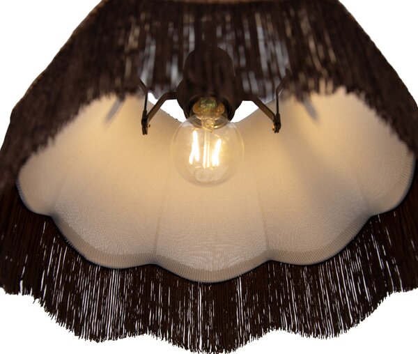 Cavalux Pendant Lamp: Black Fitting, Brown Shade with White Interior, and Plug - 31.5cm