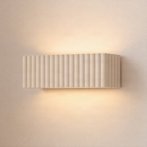 SOLLUX LIGHTING Zidna svjetiljka Rigata, bež, keramika, duljina 34 cm, gore/dolje, prigušiva, Bež, Područje hodnika, Keramika