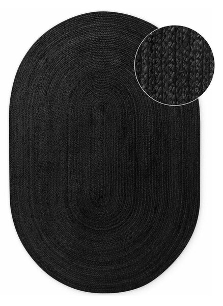 Crni obostrani/ručno rađen juten tepih 160x230 cm Braided – Hanse Home