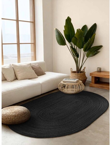 Crni obostrani/ručno rađen juten tepih 160x230 cm Braided – Hanse Home