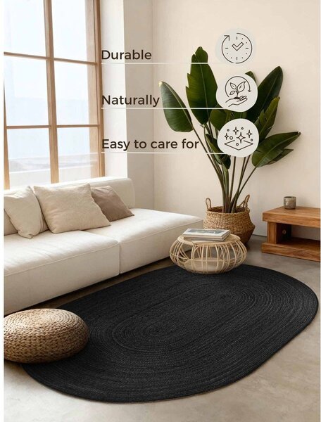 Crni obostrani/ručno rađen juten tepih 160x230 cm Braided – Hanse Home