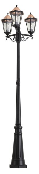 Klasična vanjska svjetiljka crna s bakrenim detaljima 220 cm 3-svjetla IP44 - Havana