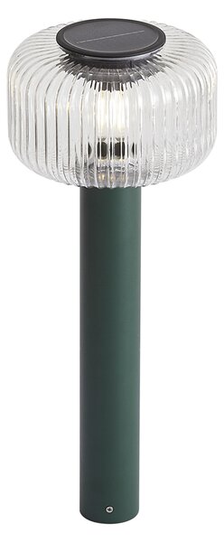 Moderna vanjska bitva zelena s rebrastim staklom uklj. LED solarna IP65 - Ribble Mushroom