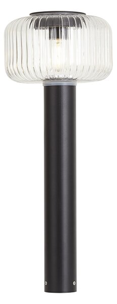 Moderna vanjska bitva crna s rebrastim staklom uklj. LED solarna IP65 - Ribble Mushroom