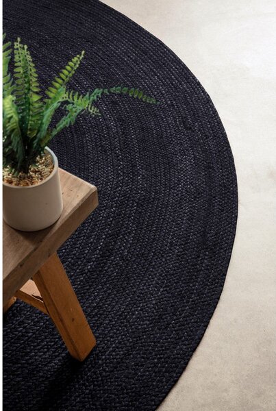 Crni obostrani/ručno rađen juten okrugao tepih ø 200 cm Braided – Hanse Home
