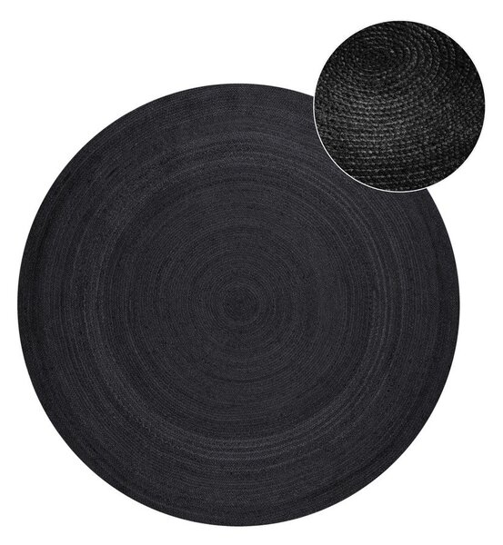 Crni obostrani/ručno rađen juten okrugao tepih ø 200 cm Braided – Hanse Home