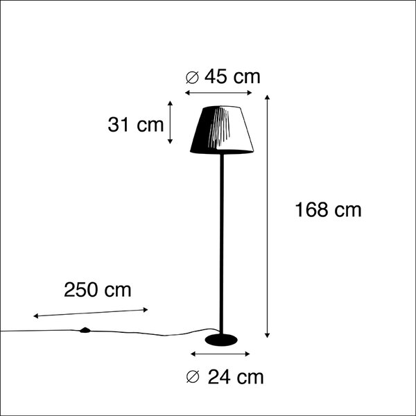 Moderna podna svjetiljka crna s bijelim nabranim sjenilom 45 cm - Simplo