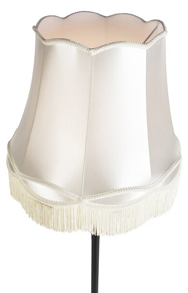 Retro podna lampa crna s abažurom u stilu bake krem 45 cm - Simplo