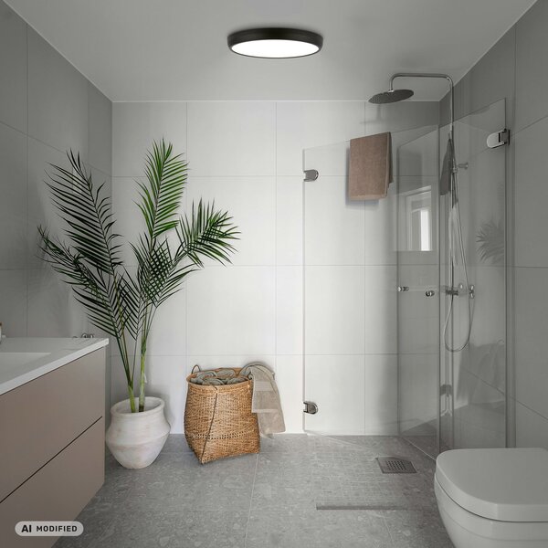 Briloner Navaro LED stropna svjetiljka, crna/bijela, Ø 38 cm, 4.000 K, Crno, Područje hodnika, Metal