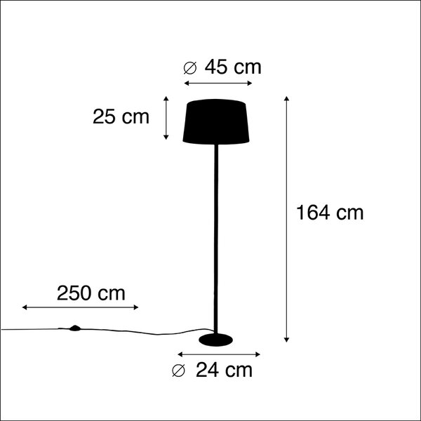Podna lampa crna s platnenom sjenilom crna 45 cm - Simplo
