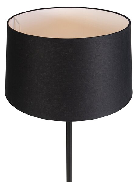 Podna lampa crna s platnenom sjenilom crna 45 cm - Simplo