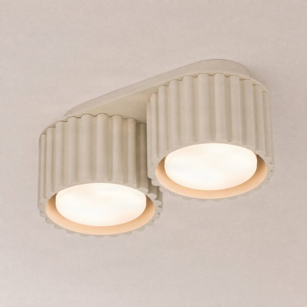 SOLLUX LIGHTING Stropna svjetiljka Aura 2, bež, dvostruka, duljina 21 cm, GX53, prigušiva, Bež, Područje hodnika, Aluminij
