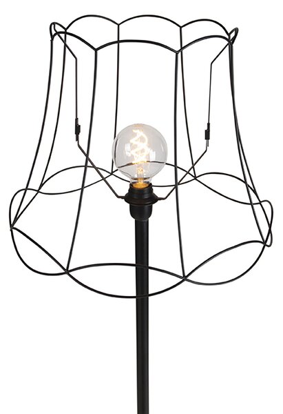 Podna svjetiljka crna s abažurom Granny Frame crna 45 cm - Simplo