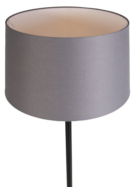 Podna lampa crna s platnenim sjenilom tamnosiva 45 cm - Simplo