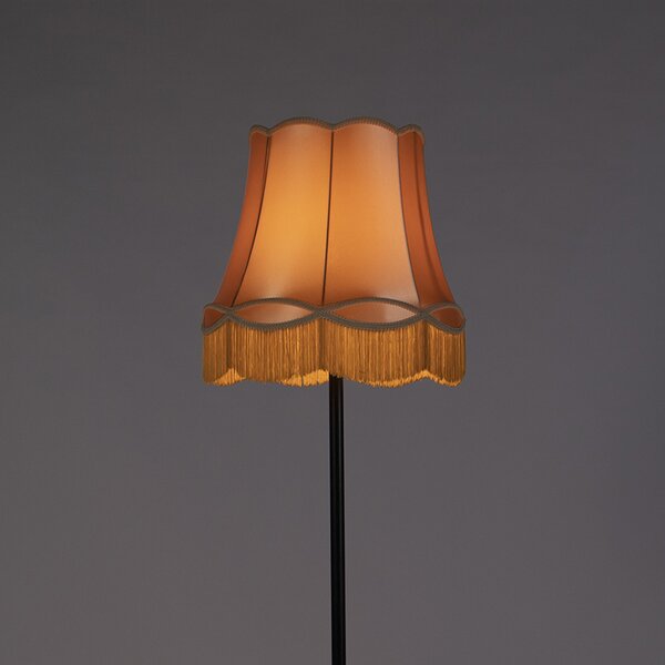 Retro podna lampa crna s abažurom u stilu bake zlatne boje 45 cm - Simplo