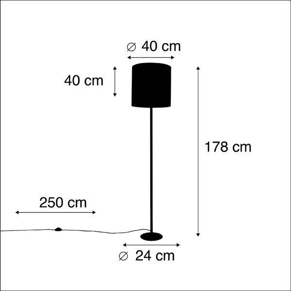 Podna svjetiljka crna s baršunastim sjenilom paun zlatna 40 cm - Simplo
