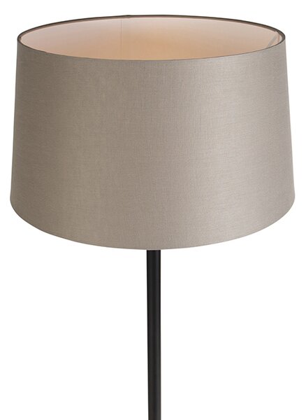 Podna svjetiljka crna s platnenim sjenilom u boji taupe 45 cm - Simplo