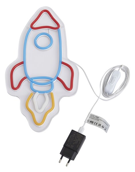 Neonska zidna svjetiljka višebojna uklj. LED - Raketa
