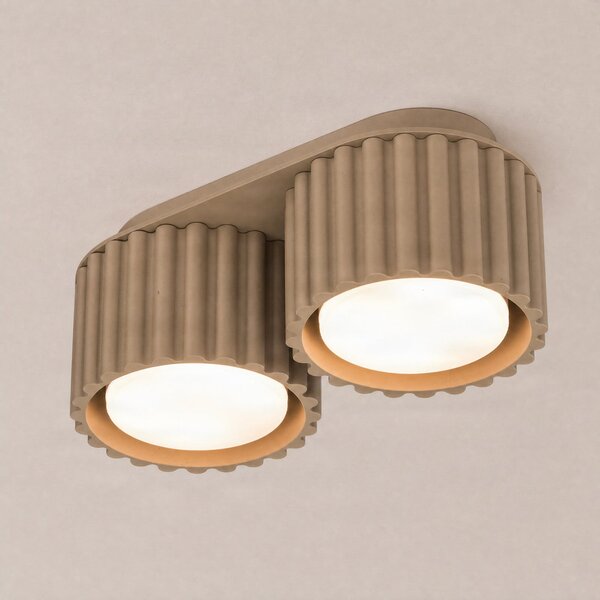 SOLLUX LIGHTING Stropna svjetiljka Aura 2, taupe, s dvije svjetiljke, duljina 21 cm, GX53, prigušiva, Sivo, Područje hodnika, Aluminij