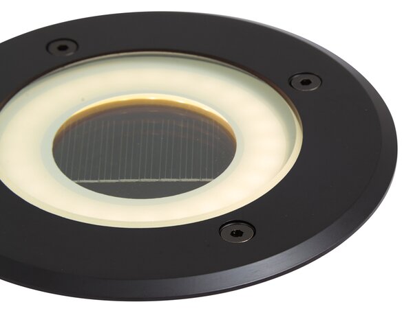 Set od 4 moderne crne ugradbene podne svjetiljke uklj. punjivi LED sa solarnim IP65 - Solyx
