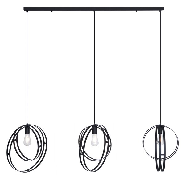 Smart hanglamp zwart langwerpig 3-lichts incl. Wifi G95 - Indu