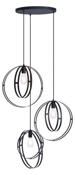 Smart hanglamp zwart rond 3-lichts incl. Wifi G95 - Indu