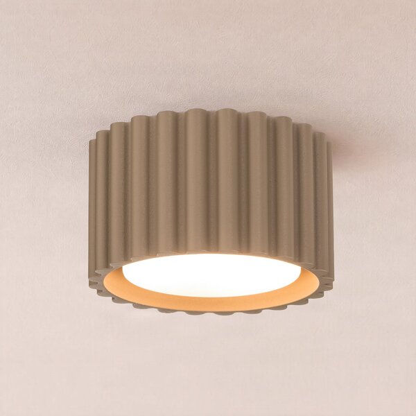 SOLLUX LIGHTING Stropna svjetiljka Aura 1, taupe, za jednu žarulju, Ø 10 cm, GX53, prigušiva, Sivo, Područje hodnika, Aluminij
