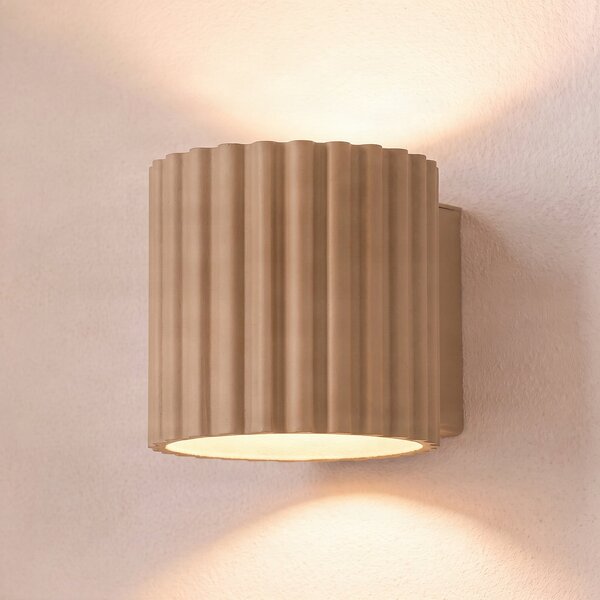 SOLLUX LIGHTING Zidna svjetiljka Aura, taupe, Ø10 cm, G9, gore/dolje, aluminij, prigušiva, Sivo, Područje hodnika, Aluminij