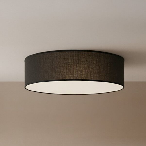Milagro Lighting Stropna svjetiljka Marshall, crna, Ø 50 cm, metal/rattan, prigušiva, Crno, Dnevni boravak/blagovaonica, Drvo