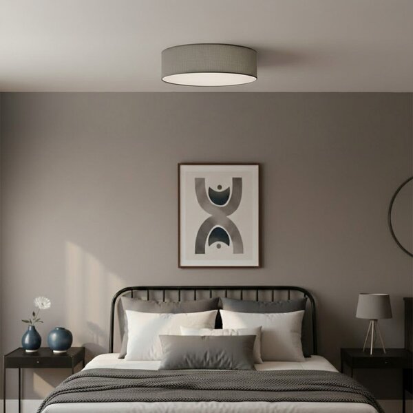Milagro Lighting Stropna lampa Marshall, siva, Ø 50 cm, metal/rattan, prigušiva, Sivo, Dnevni boravak/blagovaonica, Drvo