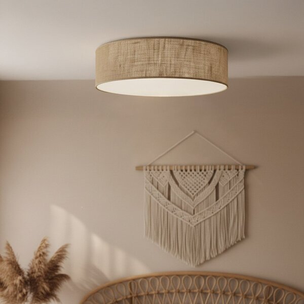 Milagro Lighting Stropna svjetiljka Marshall, smeđa, Ø 50 cm, metal, ratan, prigušiva, Smeđa / hrđa, Dnevni boravak/blagovaonica, Drvo