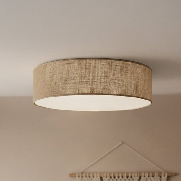 Milagro Lighting Stropna svjetiljka Marshall, smeđa, Ø 50 cm, metal, ratan, prigušiva, Smeđa / hrđa, Dnevni boravak/blagovaonica, Drvo