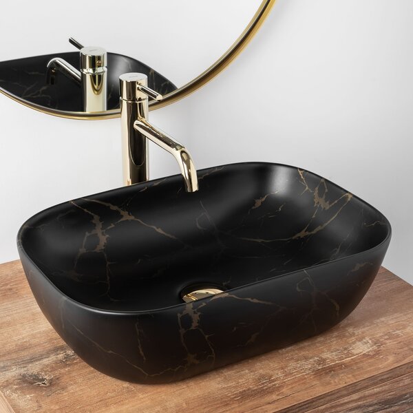 Nadgradni umivaonik Rea Belinda Black Marble Mat