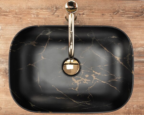 Nadgradni umivaonik Rea Belinda Black Marble Mat