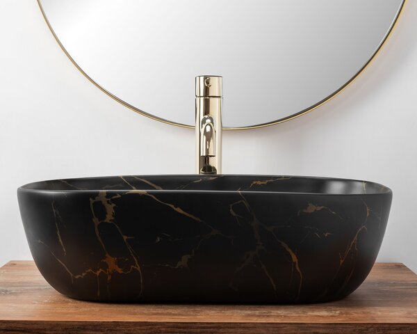Nadgradni umivaonik Rea Belinda Black Marble Mat