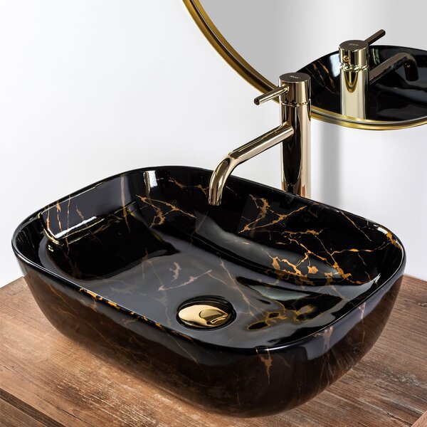 Nadgradni umivaonik Rea Belinda Black Marble shiny