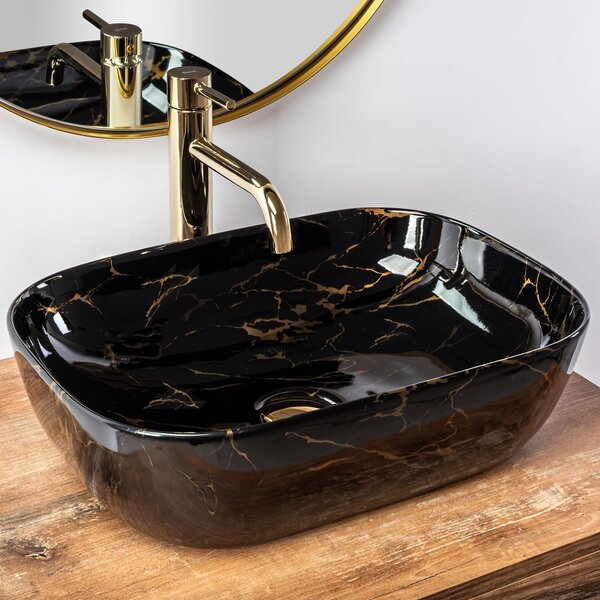 Nadgradni umivaonik Rea Belinda Black Marble shiny