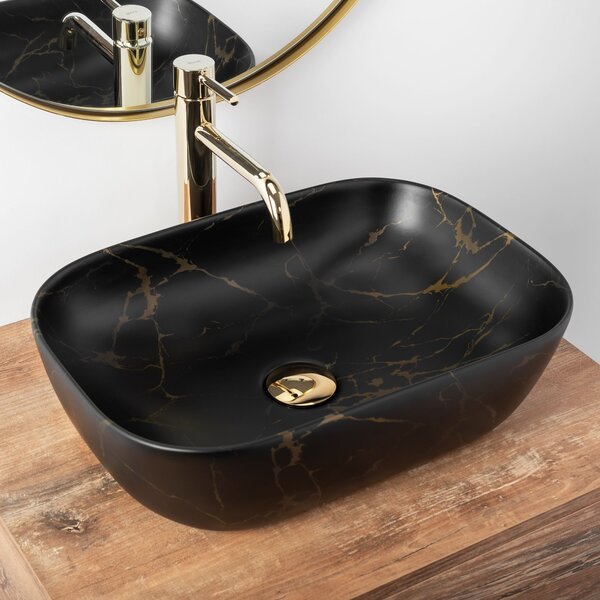 Nadgradni umivaonik Rea Belinda Black Marble Mat