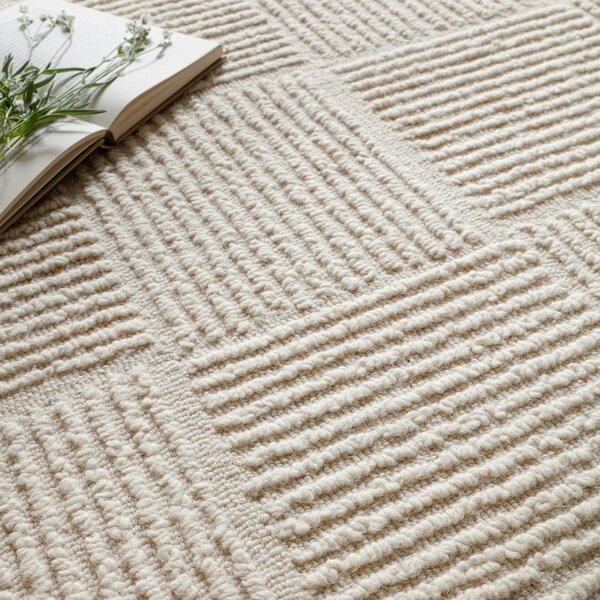 Ručno rađen vunen tepih boje slonovače 120x170 cm Zennith Grid – Asiatic Carpets