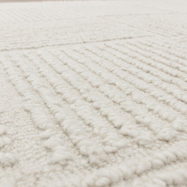 Ručno rađen vunen tepih boje slonovače 120x170 cm Zennith Grid – Asiatic Carpets